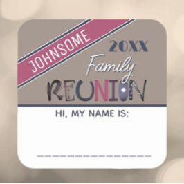Schattig! Aangepaste familiereünie naam tag Sticke Vierkante Sticker