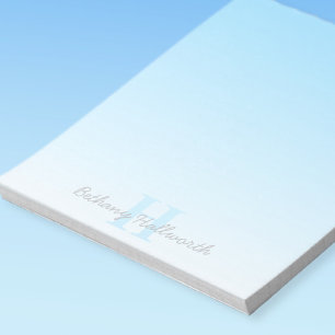Schattig aanpasbaar blauw monogram & uw naam scrip notitieblok