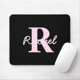 Schattig aanpasbaar monogram | Lichtroze en zwart Muismat