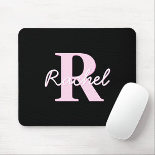 Schattig aanpasbaar monogram Lichtroze en zwart Muismat
