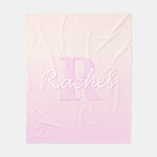 Schattig aanpasbaar monogram Perzik & Roze Ombre Fleece Deken