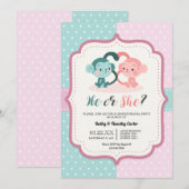 schattig aap polka stippen geslacht onthullen part kaart (Voorkant / Achterkant)