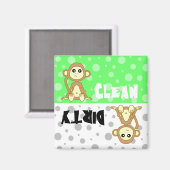 Schattig Aap Schoon/Vuile Vaatwasser Magneet (Voorkant / Achterkant)