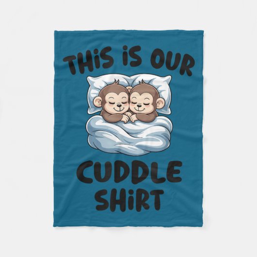 Schattig Aap Stel Dit Is Onze Knuffel Fleece Deken (Voorkant)