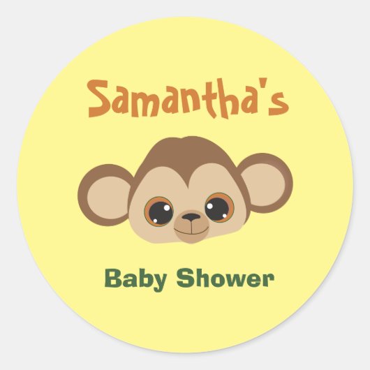 Schattig Aap Theme Baby shower Ronde Sticker (Voorkant)