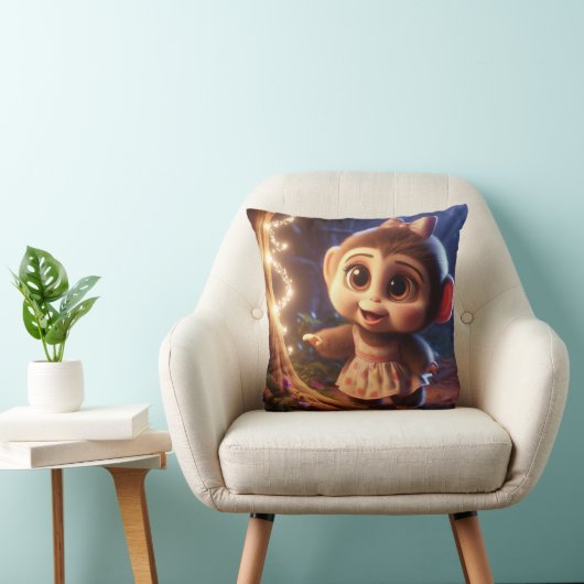 Schattig aapje in een jurk kussen (Stoel)