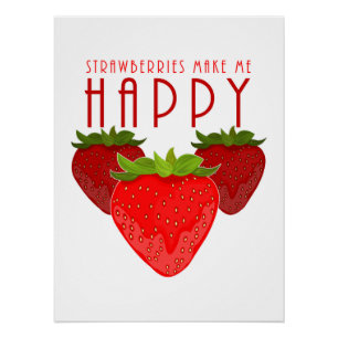 Schattig aardbei citaat ontwerp Kawaii Fruit Perfect Poster