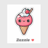 Schattig aardbei kawaii ijs sticker (Vel)