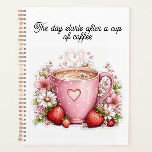Schattig Aardbei Koffie planner ontwerp (Voorkant)