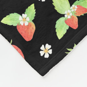 Schattig Aardbei Waterverf Botanisch Patroon Fleece Deken