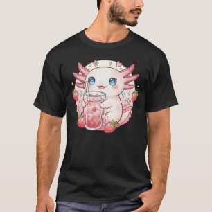 Schattig Aardbeien Axolotl Kawaii Kunst T-shirt