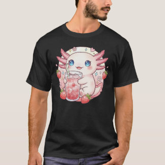 Schattig Aardbeien Axolotl Kawaii Kunst T-shirt