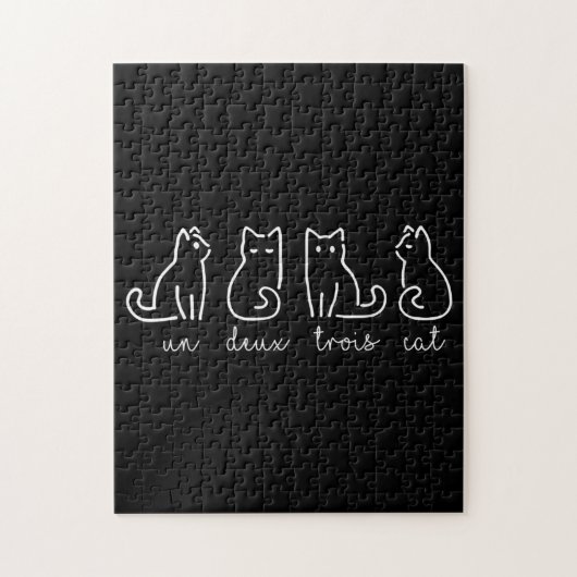 Schattig Abstract Un Deux Trois Kat Franse Kitty Legpuzzel (Verticaal)