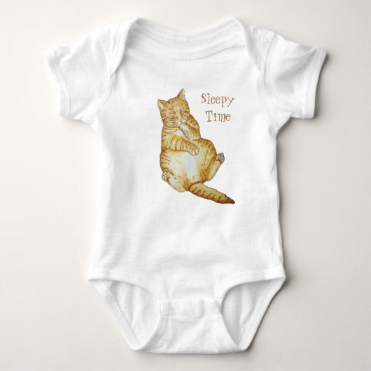 schattig afbeelding gemberkat slaapt als kitten romper (Voorkant)