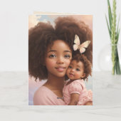 Schattig Afrikaans Amerikaans Baby Meisje & Moeder Kaart (Achterkant)