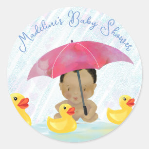 Schattig Afrikaans Amerikaans Baby shower Rubber D Ronde Sticker