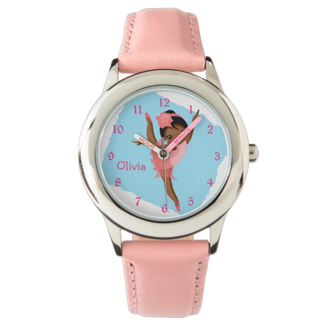 Schattig Afrikaans Amerikaans Roze en Blauw Horloge (Voorkant)