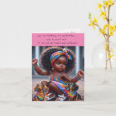 Schattig Afrikaans meisje verjaardagsfeestuitnodig Kaart (Gele Bloem)