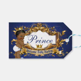 Schattig Afrikaanse prins Royal Blue/Gold Foto Cadeaulabel