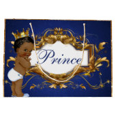 Schattig Afrikaanse prins Royal Blue/Gold Gift Bag Groot Cadeauzakje (Achterkant)