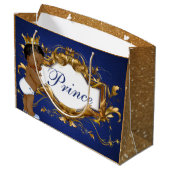Schattig Afrikaanse prins Royal Blue/Gold Gift Bag Groot Cadeauzakje (Achterkant Gekanteld)