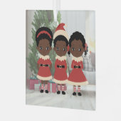 Schattig Afro-Amerikaans kerstornament Glas Ornament (Voorkant links)