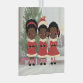 Schattig Afro-Amerikaans kerstornament Glas Ornament (Voorkant Rechts)