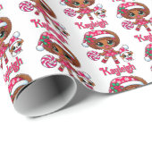 Schattig Afro-Amerikaans Meisje & Puppy Kerstmis Cadeaupapier (Rol Hoek)