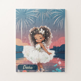 Schattig Afro-Amerikaans Meisje Vuurwerk Legpuzzel