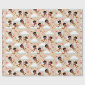 Schattig Afro-Amerikaanse Cherub met harten Cadeaupapier (Vlak)