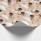 Schattig Afro-Amerikaanse Cherub met harten Cadeaupapier (Hoek)