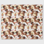 Schattig Afro-Amerikaanse Cherub met harten Cadeaupapier (Vlak)