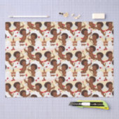 Schattig Afro-Amerikaanse Cherub met harten Tissuepapier (Craft)