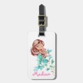Schattig Afro-Amerikaanse Zeemeermin Meisjes Bagagelabel (Voorkant verticaal)