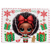 Schattig Afro Baby Meisje Kerst Elf Groot Cadeauzakje (Achterkant)