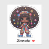 schattig afro boho meisje sticker (Vel)