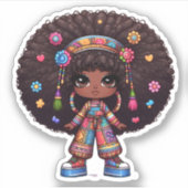 schattig afro boho meisje sticker (Voorkant)