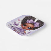 Schattig Afro Puff Baby Meisje Pastel Paarse Papieren Bordje (Gebogen)