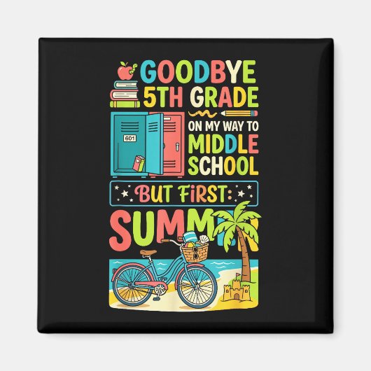 Schattig afscheid 5e klas middelbare school zomerv magneet (Voorkant)