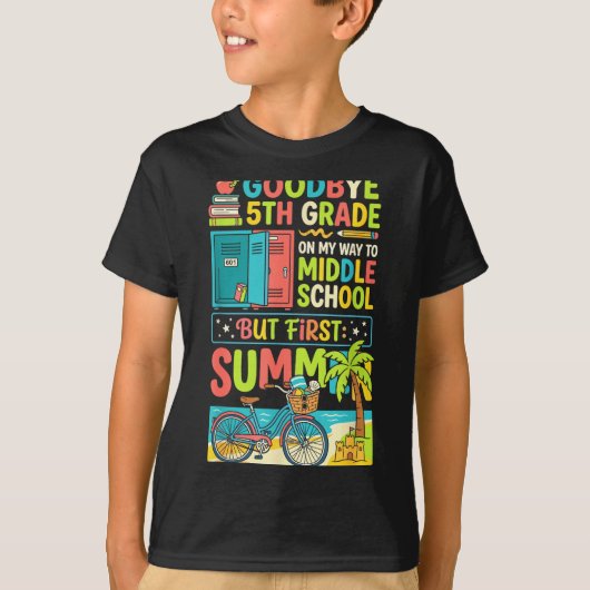 Schattig afscheid 5e klas middelbare school zomerv t-shirt (Voorkant)