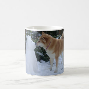 schattig akita kus snowman akita foto kerst koffiemok