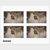 schattig akita kus snowman akita foto kerst rechthoekige sticker (Vel)