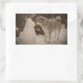 schattig akita kus snowman akita foto kerst rechthoekige sticker (Tas)