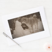 schattig akita kus snowman akita foto kerst rechthoekige sticker (Envelop)