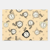 Schattig alarmklok blauw groen beige partij inpakpapier vel (Voorkant 3)