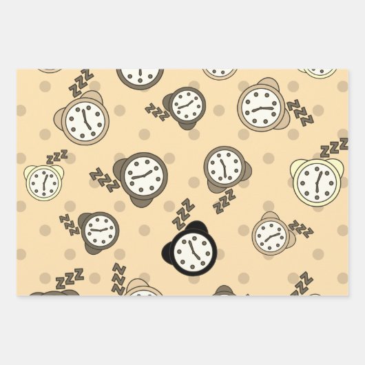 Schattig alarmklok blauw groen beige partij inpakpapier vel (Voorkant 3)