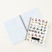 Schattig Alfabet ABC Dieren Aangepaste Naam School Notitieboek (Binnen)