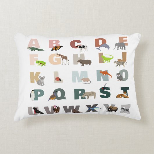 Schattig Alfabet ABC Dieren Accent Kussen (Voorkant)