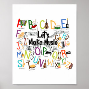 Schattig alfabetontwerp voor muziekleraren mannen poster