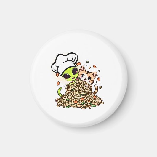 Schattig Alien Chef Kitten Magneet (Voorkant)